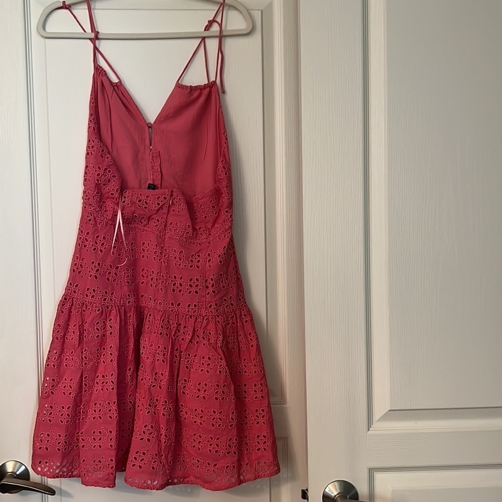 - NWT JCrew Pink Eyelet Anguilla Mini Halter Dress Size 4 - Picture 10 of 11